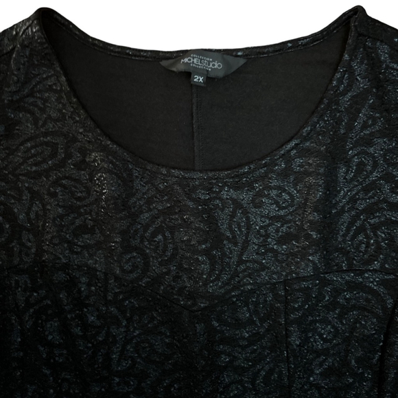 ADDITION ELLE - Michel Studio black stretch lace textured midi dress - 2XL - Picture 2 of 4